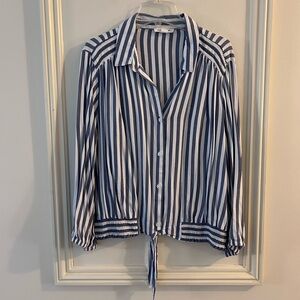 beachlunchlounge Navy and White Striped Button Blouse